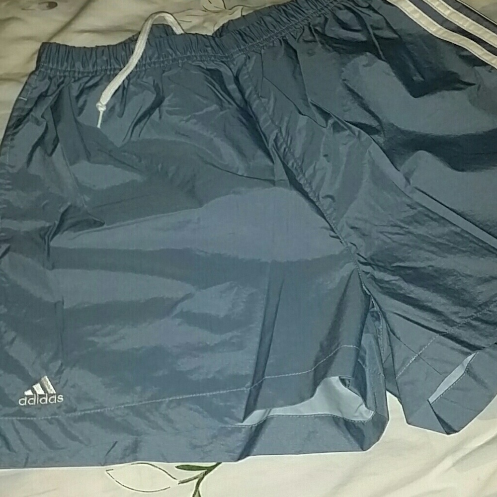 Adidas Slate Blue Shorts with White Stripes size